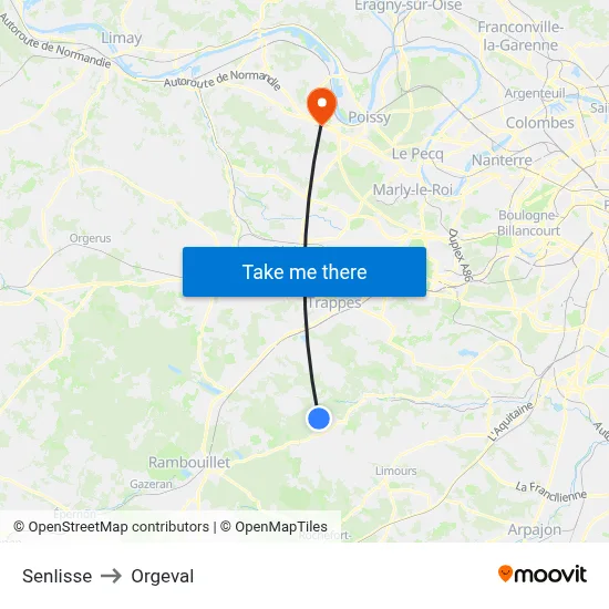 Senlisse to Orgeval map