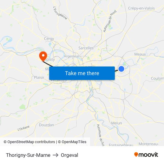 Thorigny-Sur-Marne to Orgeval map