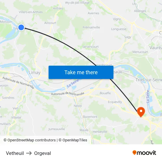 Vetheuil to Orgeval map