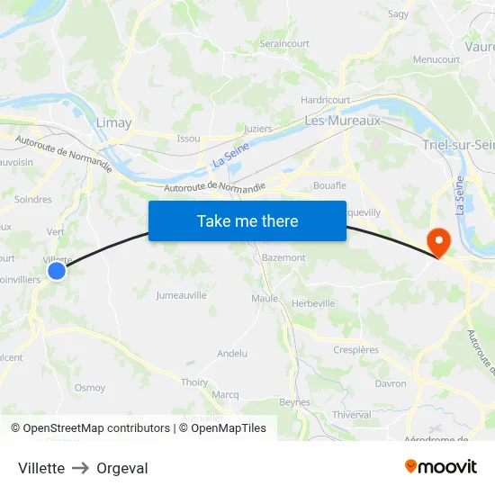 Villette to Orgeval map