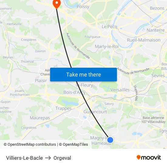 Villiers-Le-Bacle to Orgeval map