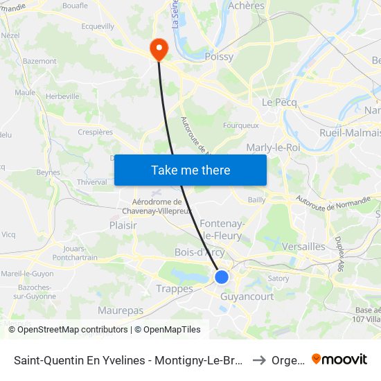 Saint-Quentin En Yvelines - Montigny-Le-Bretonneux to Orgeval map