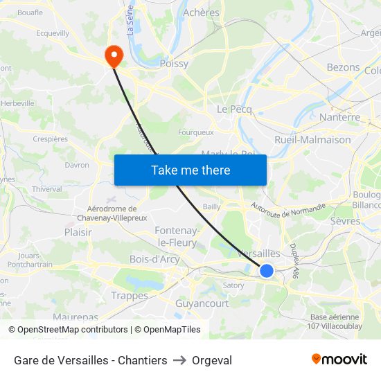 Gare de Versailles - Chantiers to Orgeval map