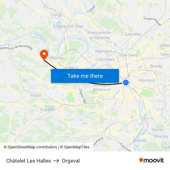 Châtelet Les Halles to Orgeval map
