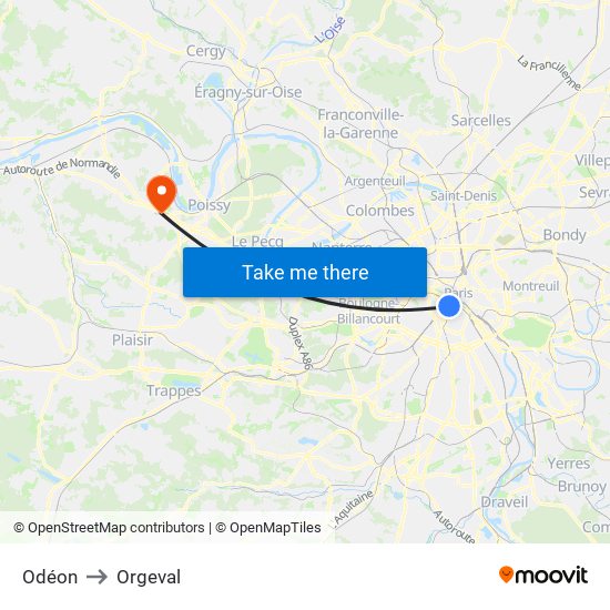 Odéon to Orgeval map