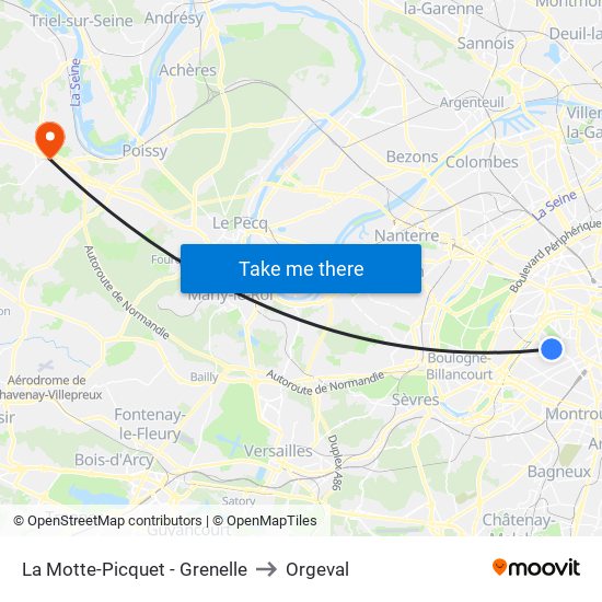 La Motte-Picquet - Grenelle to Orgeval map