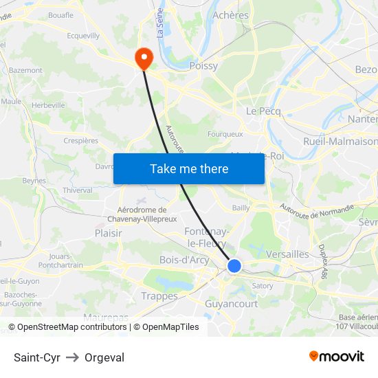 Saint-Cyr to Orgeval map