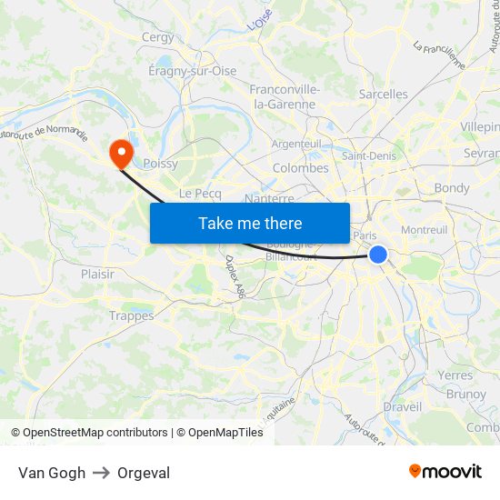 Van Gogh to Orgeval map