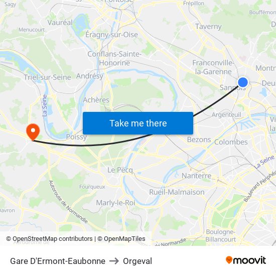 Gare D'Ermont-Eaubonne to Orgeval map