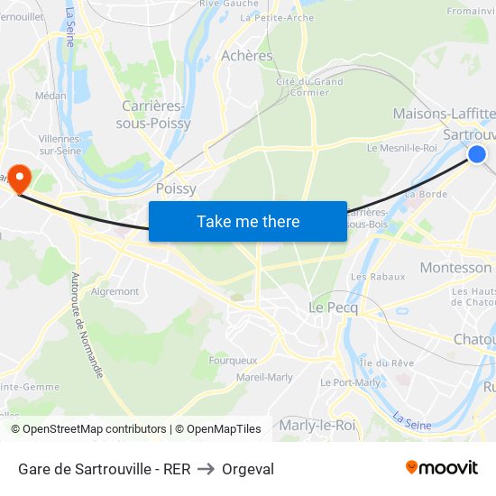 Gare de Sartrouville - RER to Orgeval map