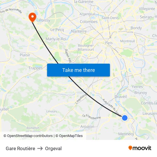 Gare Routière to Orgeval map