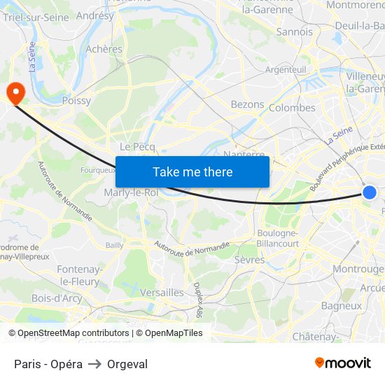 Paris - Opéra to Orgeval map