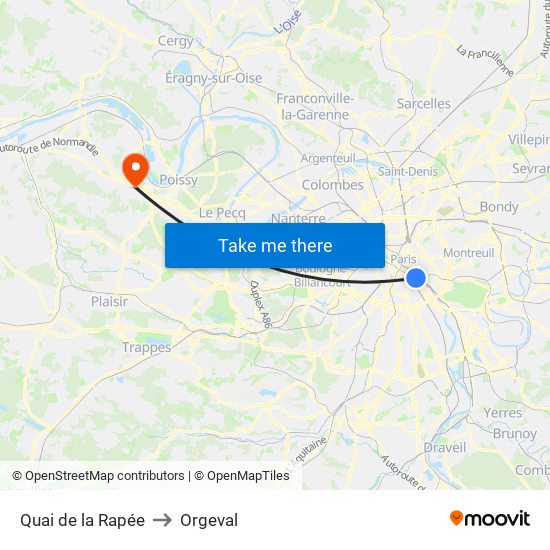 Quai de la Rapée to Orgeval map