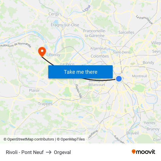 Rivoli - Pont Neuf to Orgeval map