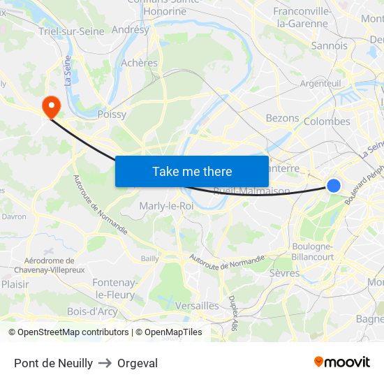 Pont de Neuilly to Orgeval map