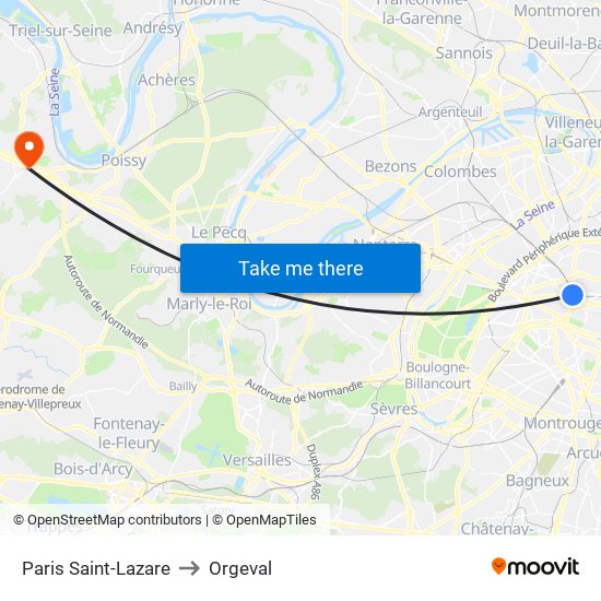 Paris Saint-Lazare to Orgeval map