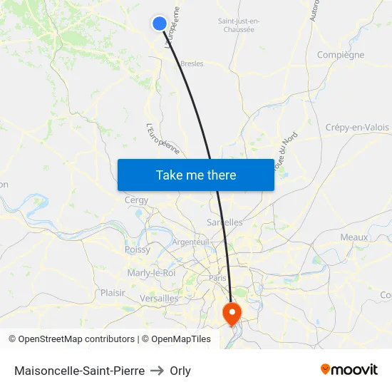 Maisoncelle-Saint-Pierre to Orly map