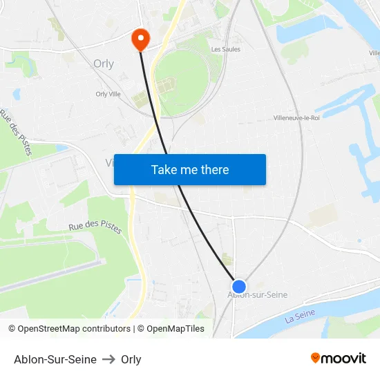 Ablon-Sur-Seine to Orly map