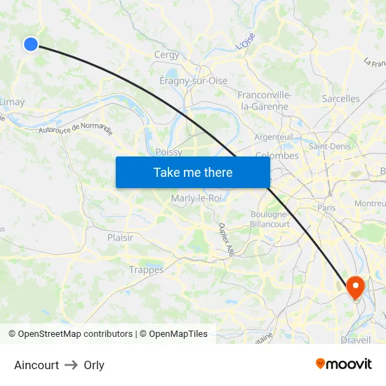 Aincourt to Orly map