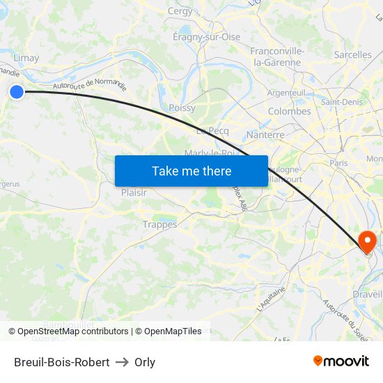 Breuil-Bois-Robert to Orly map