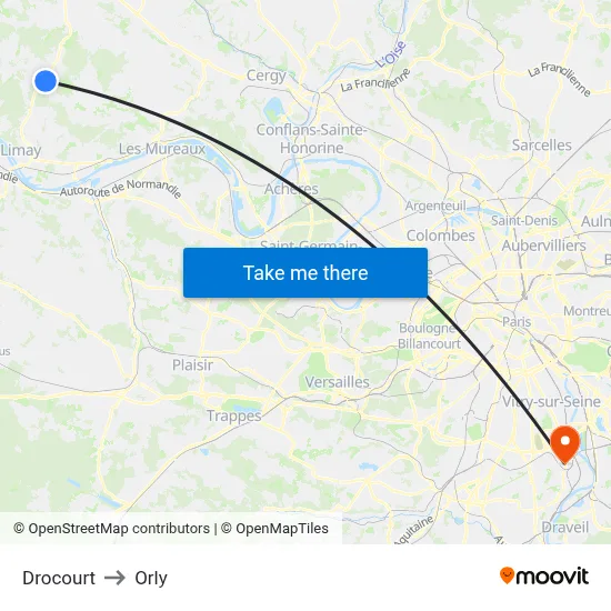 Drocourt to Orly map