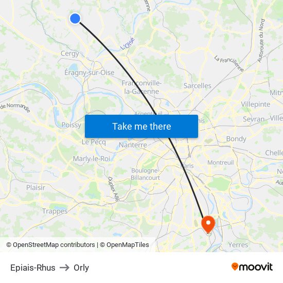 Epiais-Rhus to Orly map