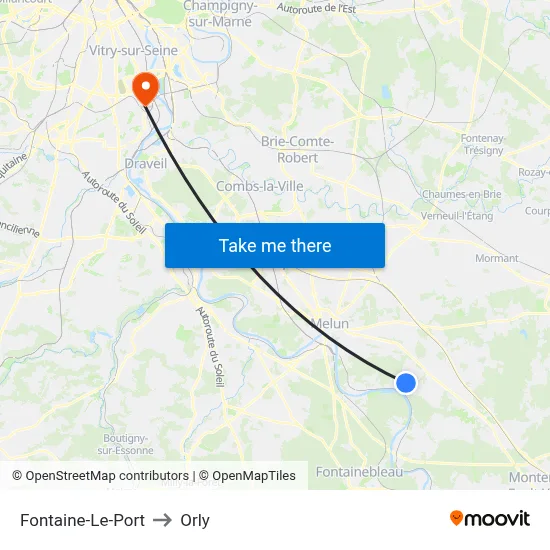 Fontaine-Le-Port to Orly map