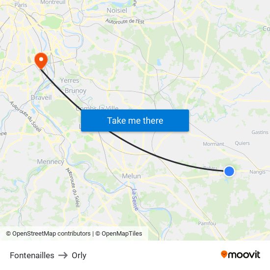 Fontenailles to Orly map