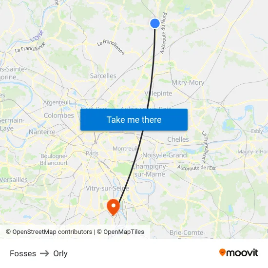 Fosses to Orly map
