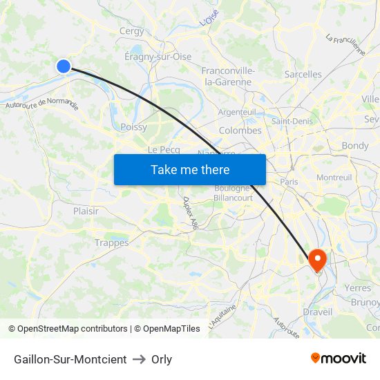 Gaillon-Sur-Montcient to Orly map