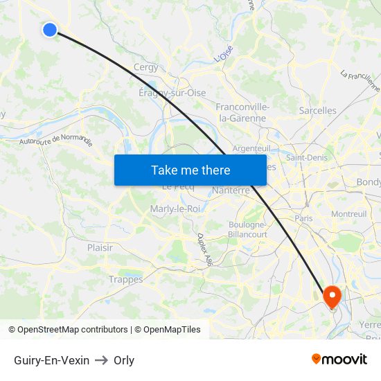 Guiry-En-Vexin to Orly map