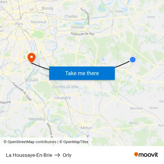 La Houssaye-En-Brie to Orly map
