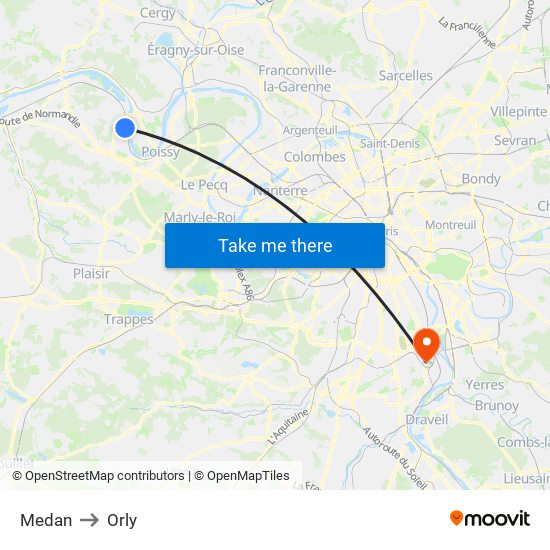 Medan to Orly map