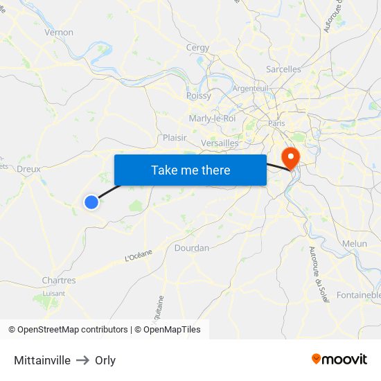 Mittainville to Orly map