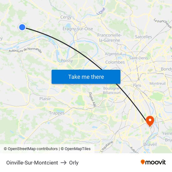 Oinville-Sur-Montcient to Orly map