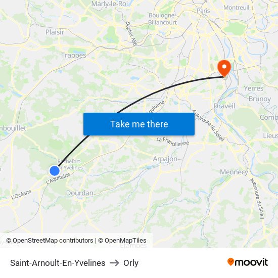 Saint-Arnoult-En-Yvelines to Orly map