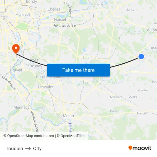 Touquin to Orly map