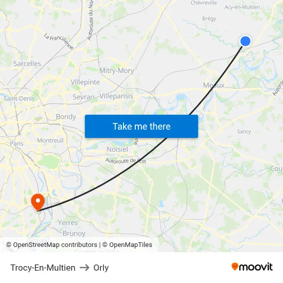 Trocy-En-Multien to Orly map