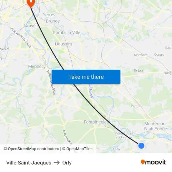 Ville-Saint-Jacques to Orly map