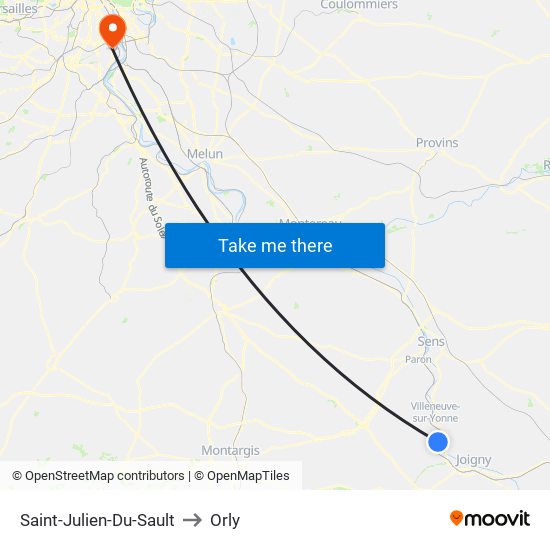 Saint-Julien-Du-Sault to Orly map