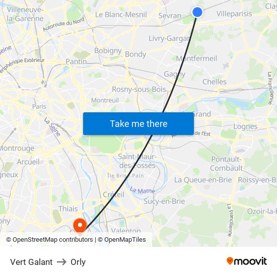 Vert Galant to Orly map