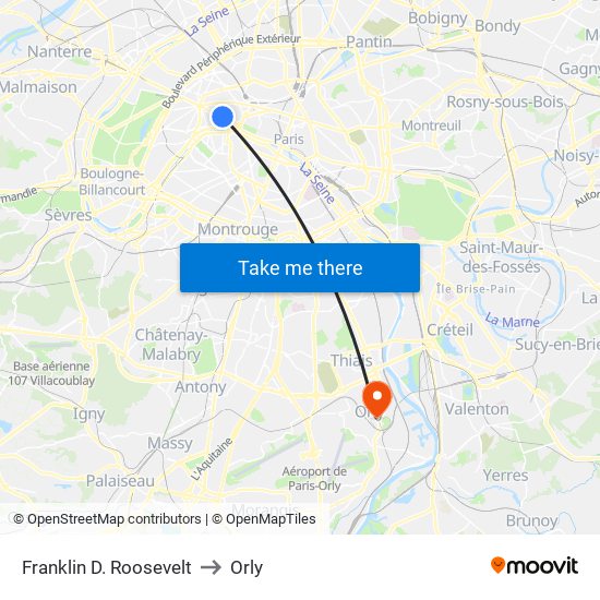 Franklin D. Roosevelt to Orly map
