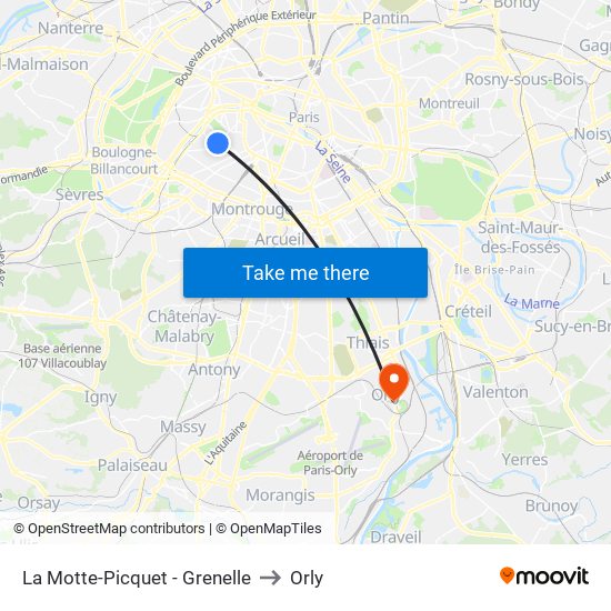 La Motte-Picquet - Grenelle to Orly map