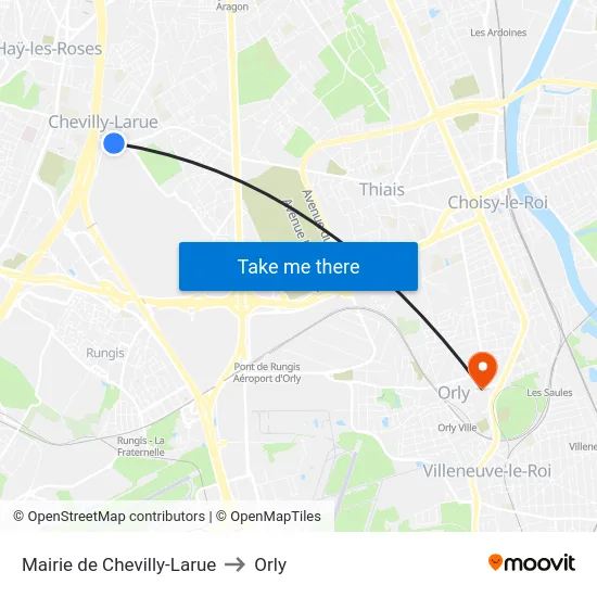 Mairie de Chevilly-Larue to Orly map