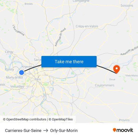 Carrieres-Sur-Seine to Orly-Sur-Morin map