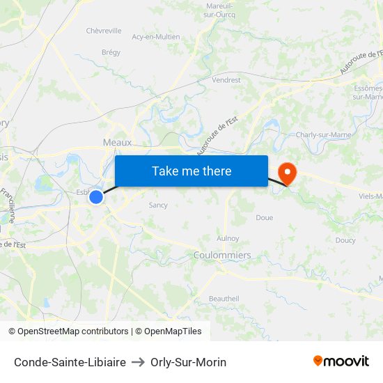 Conde-Sainte-Libiaire to Orly-Sur-Morin map