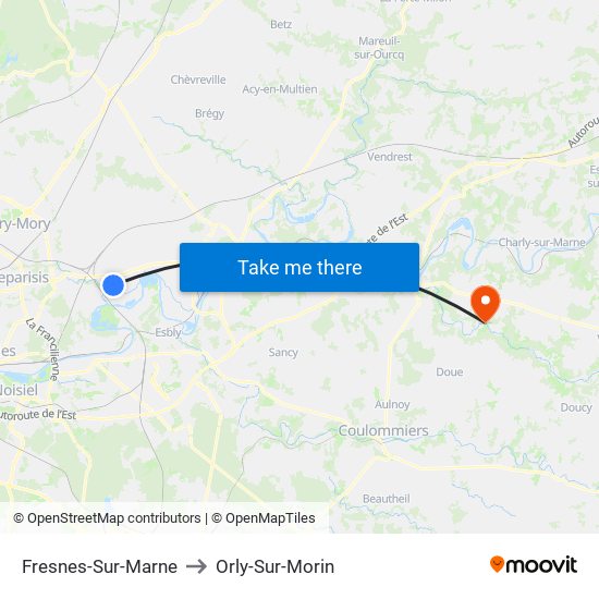 Fresnes-Sur-Marne to Orly-Sur-Morin map