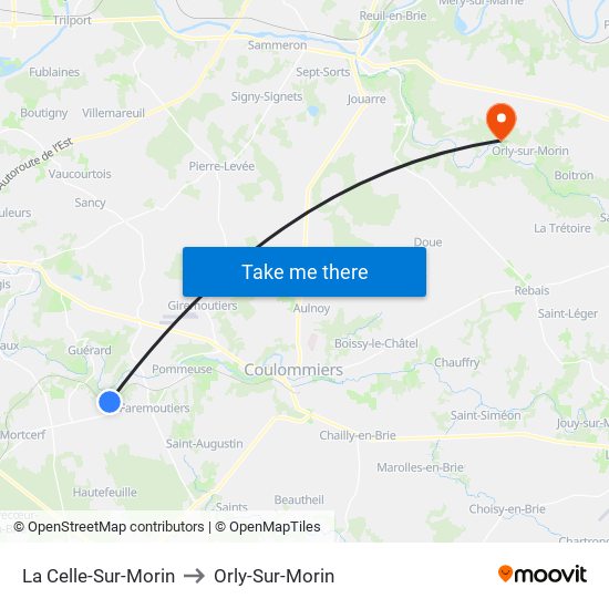 La Celle-Sur-Morin to Orly-Sur-Morin map