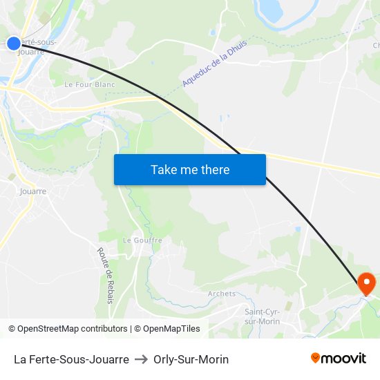 La Ferte-Sous-Jouarre to Orly-Sur-Morin map