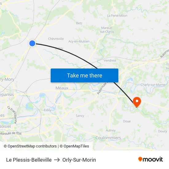 Le Plessis-Belleville to Orly-Sur-Morin map